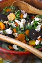 Baby Kale and Beet Salad with Walnut Dressing