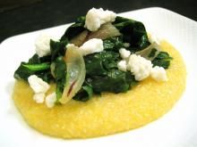 Polenta with Goat Cheese, Shallots and Greens