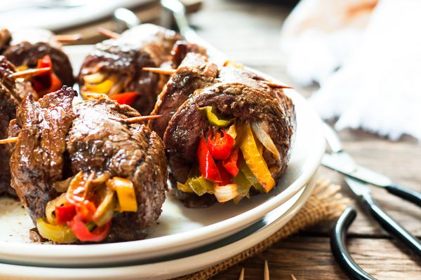 Balsamic Glaze Flank Steak & Veggie Roll-Ups