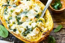 Spinach Artichoke Spaghetti Squash Boats with Chicken